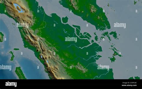 Riau Province Of Indonesia Colored Shader Data With Lakes And Rivers