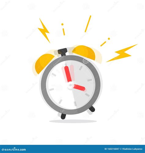 Alarm Clock Ringing Icon Vector Illustration Flat Cartoon Grey Timer