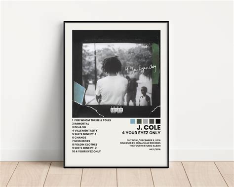 J Cole Cover Poster 4 Your Eyez Only Album Wall Print Tracklist