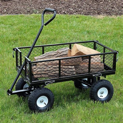 Sunnydaze Garden Cart, Heavy Duty Collapsible Utility Wagon, 400 Pound ...