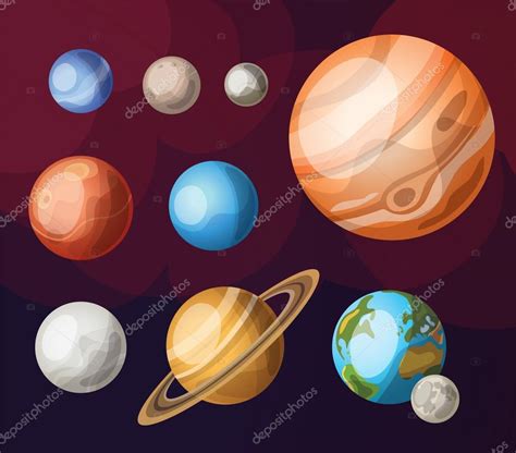 Conjunto De Planetas Del Sistema Solar Vector Gráfico Vectorial © Moonkin Imagen 34443695