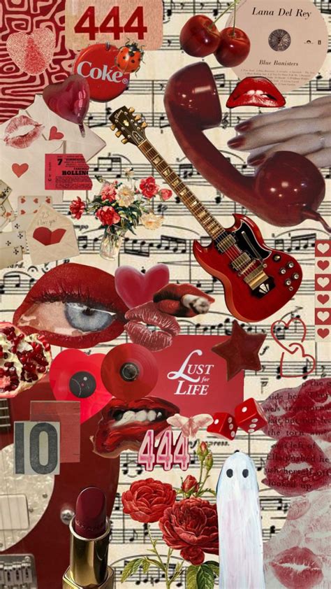 Red Moodboard Music Vintage Love Aesthetic Collage Mood Board Creative Wallpaper