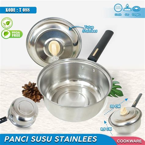 Jual PANCI REBUS PANCI SUSU GAGANG MILK POT STAINLESS 20CM TUTUP