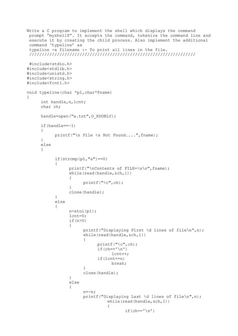 Slip20 Solved Slips Of Os Write A C Program To Implement The Shell Which Displays The