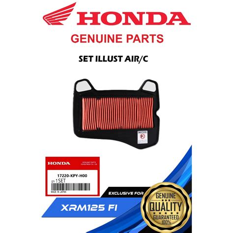 HONDA GENUINE ELEMENT AIR CLEANER FOR XRM 125 Fi 17220 KPY H00