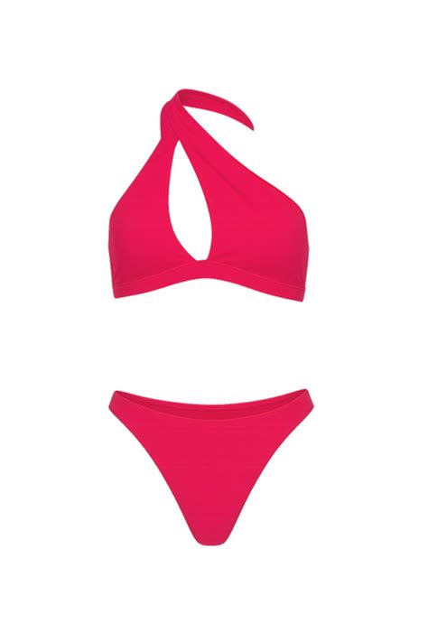 Kadın Tek Omuz Damla Model Bikini Pembe Alaçatı Stili