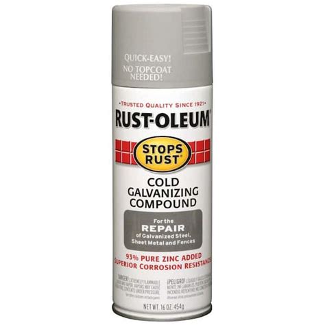 Rust Oleum Stops Rust 16 Oz Flat Gray Cold Galvanizing Compound Spray