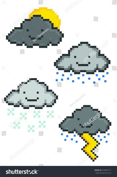 Pixel Art Clouds Set Vector Stock Vector (Royalty Free) 229954171 ...