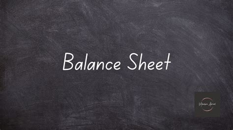 Introduction To A Balance Sheet Youtube