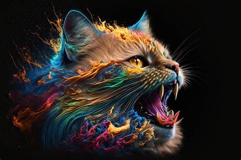 Premium Ai Image Colorful Cat Generative Ai