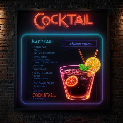 Premium Photo Tropical Cocktail Neon Sign Summer And Vacation Design Night Bright Neon Sign