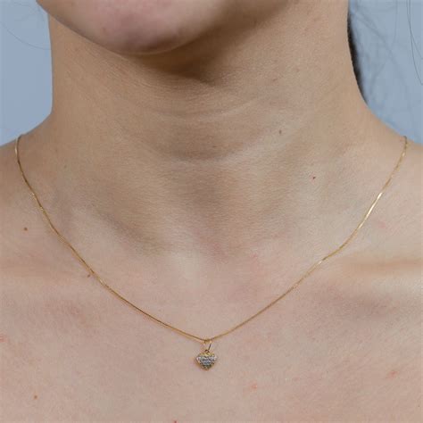 Conjunto Ouro 18k 750 Corrente 45cm e Coração zirconias Zello Jóias