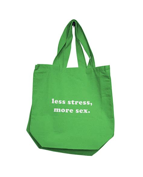 Nobu Less Stress More Sex Reusable Tote Green Jld