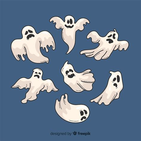 Premium Vector Hand Drawn Halloween Ghost Collection