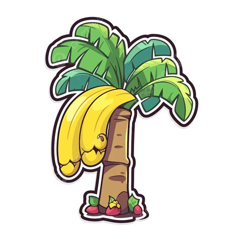 Cartoon Banana Tree Cartoon Stickers Uk Vector Clipart Banana Tree