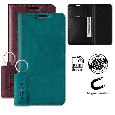 SURAZO RFID Schutz SMART MAGNET Echtes Ledertasche Handy Hülle Etui