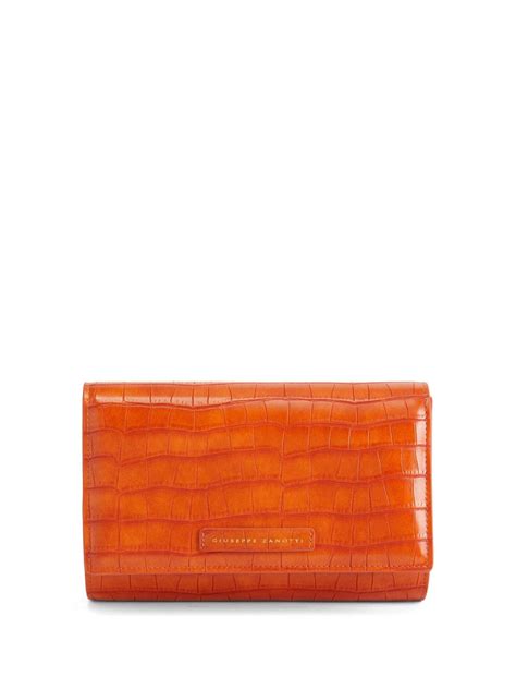 Giuseppe Zanotti Wendy Crocodile Effect Clutch Bag Orange FARFETCH UK