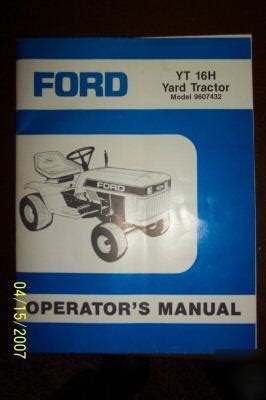 New Ford Holland Yt 16H Yard Tractor Operator S Manual