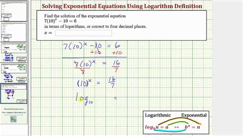 Ex Solve A Exponential Equation With Base Ten Using Logarithm