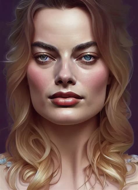 Symmetry Portrait Of Margot Robbie As Floral Stoya Stable Diffusion