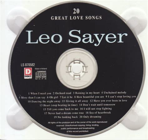 Leo Sayer Made In Great Love Songs Cd Hobbies Toys Music