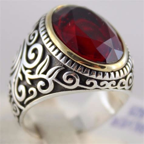 Turkish Handmade Ottoman Jewelry Sterling Silver Ruby Men S Ring