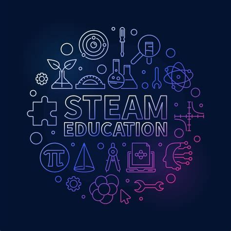 Steam Education Contour Vectoriel Circulaire Illustration Color E