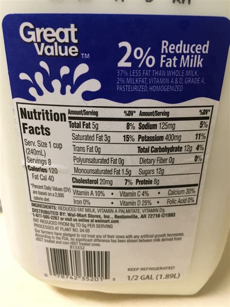 2 Milk Nutrition Facts