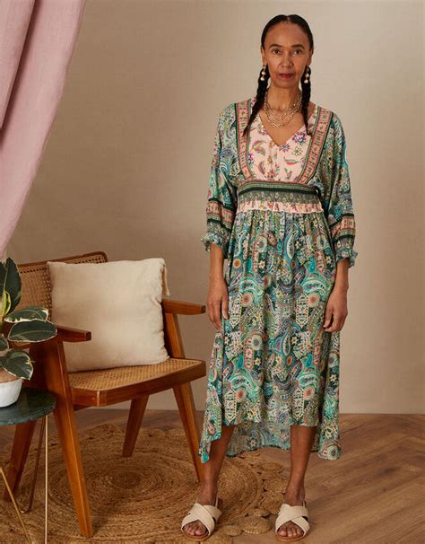 Paisley Print Dress In Lenzing™ Ecovero™ Green