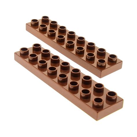 2 X Lego Duplo Bau Basic Platte Reddish Rot Braun 2x8 Stein Für Set 7880 9213 7882 44524