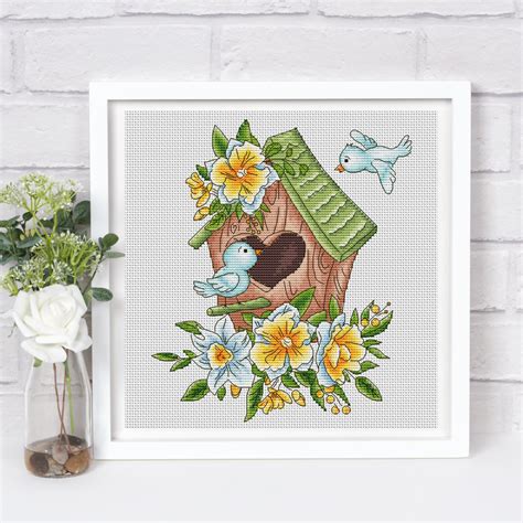 Birdhouse Cross Stitch Pattern PDF Daffodil Cross Stitch B Inspire