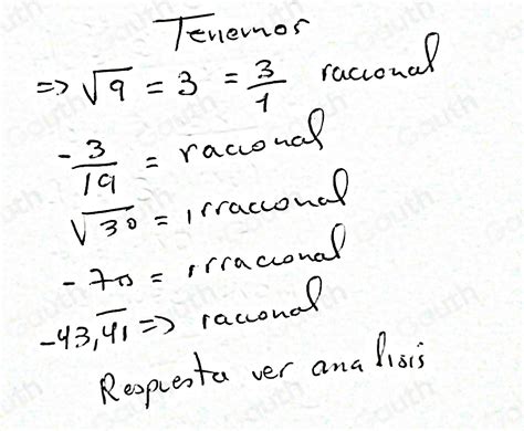 Solved Clasificar Cada Uno De Los Siguientes Números Como Racional O