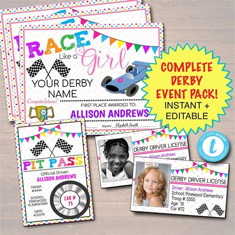 Editable Powder Puff Derby Pack Instant Download Troop Activity Race