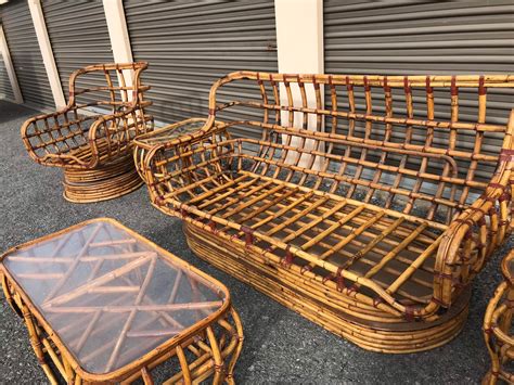 Vintage Rattan Living Room Set | Etsy