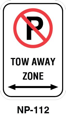 Stock No Parking Tow Away Zone White Enamel Aluminum 12 X 18