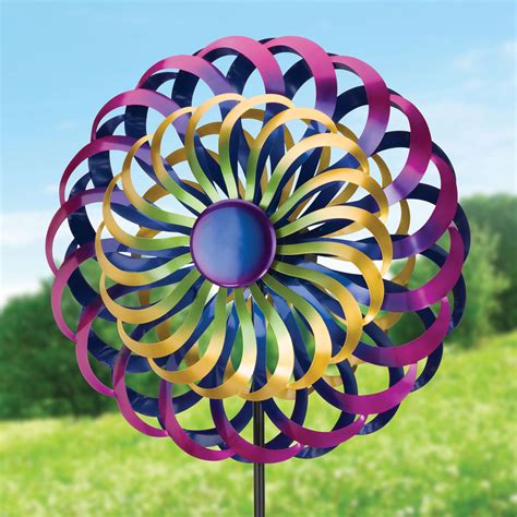 Cosmic Twirl Flower Outdoor Garden Wind Spinner