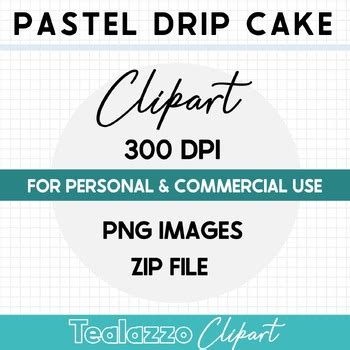 Pastel drip birthday cake clipart SET 3- commercial use by Tealazzo Clipart