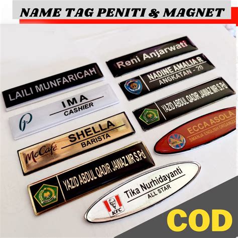 Jual Papan Nama Name Tag Nama Dada Peniti Kuningan Akrilik Stainles