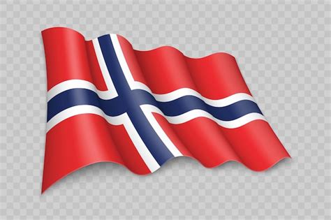 Premium Vector 3d Realistic Waving Flag Of Norway