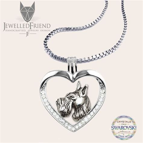 Schnauzer Jewelry Necklace Pendant With Swarovski Crystal Sterling