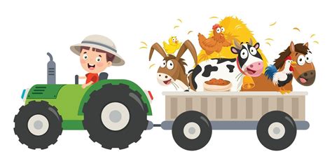 Funny Kid And A Tractor 2538784 Vector Art At Vecteezy