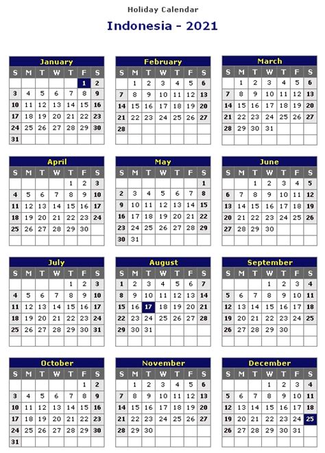 Printable Kalender 2021 Indonesia