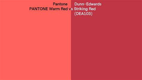 Pantone Warm Red Vs Dunn Edwards Striking Red Dea103 Side By Side Comparison