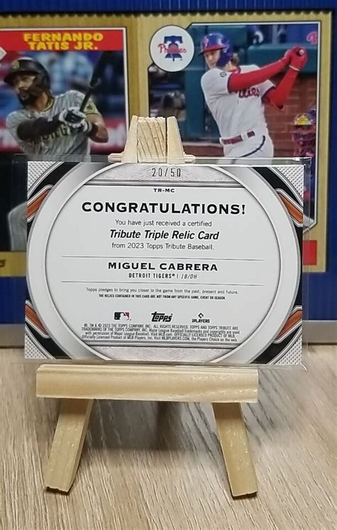 2023 Topps Tribute Miguel Cabrera Triple Relic Patch Purple 50 TR MC