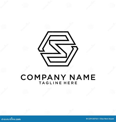 Initial Letter S Hexagon Shape Logo Design Concept Stock Vector