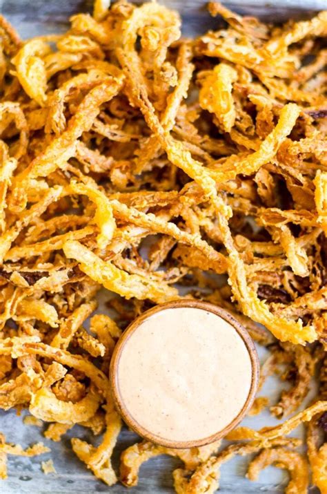 Homemade Crispy Onion Strings French Fried Onions Food Above Gold