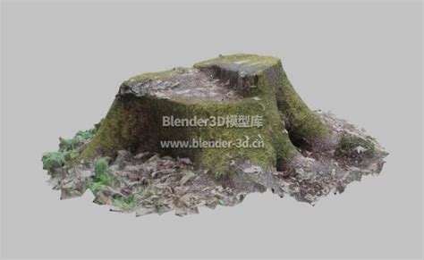 Blender 苔藓枯树桩3d模型素材资源免费下载 Blender3d模型库