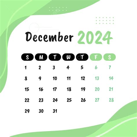 December 2024 Minimalist Monthly Calendar Vector December 2024