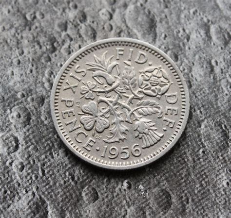 1956 Queen Elizabeth II Cupro Nickel Sixpence 6d British English UK