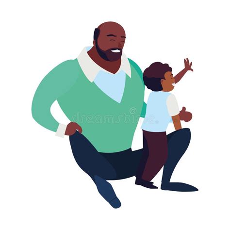 Black Father With Son Characters Stock Illustration Illustration Of